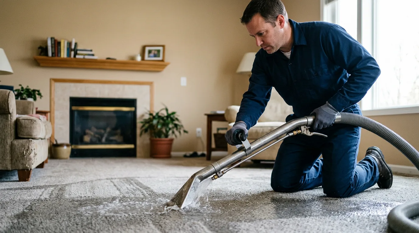 Water damage restoration technician working near Coram, MT